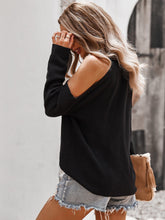 Load image into Gallery viewer, Solid Cold Shoulder Knit Sweater
