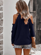 Load image into Gallery viewer, Solid Cold Shoulder Knit Sweater
