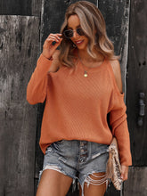 Load image into Gallery viewer, Solid Cold Shoulder Knit Sweater
