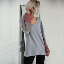 Load image into Gallery viewer, Waffle Knit Striped Sleeve Sweater
