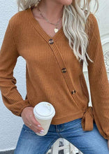 Load image into Gallery viewer, Asymmetrical Neck Tie Ribbon Sweater
