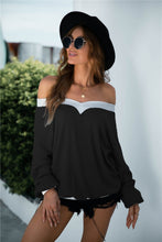 Load image into Gallery viewer, Off Shoulder Two Tone Sweater
