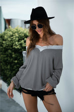 Load image into Gallery viewer, Off Shoulder Two Tone Sweater
