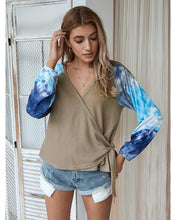 Load image into Gallery viewer, Two Tone Surplice Knit Sweater
