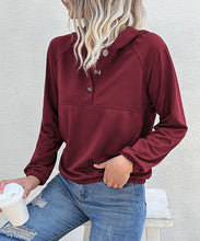 Load image into Gallery viewer, Half Button Hooded Sweatshirt
