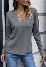 Load image into Gallery viewer, V Neck Patch Pocket Knit Sweater
