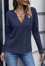 Load image into Gallery viewer, V Neck Patch Pocket Knit Sweater
