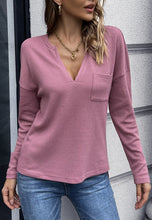 Load image into Gallery viewer, V Neck Patch Pocket Knit Sweater
