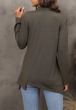 Load image into Gallery viewer, Contrast Button Asymmetrical Hem Sweater
