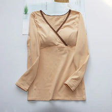 Load image into Gallery viewer, Women's Cotton Nursing Top, Long Sleeve V-Neck T-Shirt - # BAGE211510105-NURSG
