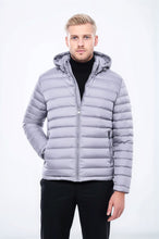 Load image into Gallery viewer, Hooded Quilted Grey Men Coat - Wessi
