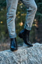 Load image into Gallery viewer, CALTO - K30521 - 3.3 Inches Taller (Black) - Woven Slip-On High-Top Chelsea Ankle Boots
