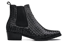 Load image into Gallery viewer, CALTO - K30521 - 3.3 Inches Taller (Black) - Woven Slip-On High-Top Chelsea Ankle Boots
