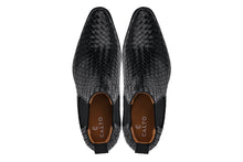 Load image into Gallery viewer, CALTO - K30521 - 3.3 Inches Taller (Black) - Woven Slip-On High-Top Chelsea Ankle Boots

