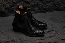 Load image into Gallery viewer, CALTO - K30521 - 3.3 Inches Taller (Black) - Woven Slip-On High-Top Chelsea Ankle Boots
