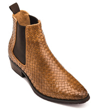 Load image into Gallery viewer, CALTO - K30522 - 3.3 Inches Taller (Brown) - Woven Chelsea High-Top Slip-On Ankle Boots
