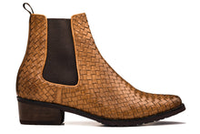 Load image into Gallery viewer, CALTO - K30522 - 3.3 Inches Taller (Brown) - Woven Chelsea High-Top Slip-On Ankle Boots
