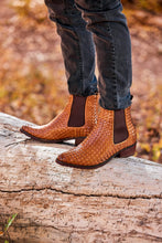 Load image into Gallery viewer, CALTO - K30522 - 3.3 Inches Taller (Brown) - Woven Chelsea High-Top Slip-On Ankle Boots
