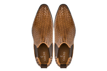 Load image into Gallery viewer, CALTO - K30522 - 3.3 Inches Taller (Brown) - Woven Chelsea High-Top Slip-On Ankle Boots
