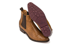 Load image into Gallery viewer, CALTO - K30522 - 3.3 Inches Taller (Brown) - Woven Chelsea High-Top Slip-On Ankle Boots
