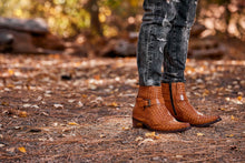 Load image into Gallery viewer, CALTO - K30524 - 3.3 Inches Taller (Light Brown) - Woven Buckle High-Top Ankle Zip-Up Boots
