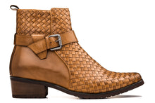 Load image into Gallery viewer, CALTO - K30524 - 3.3 Inches Taller (Light Brown) - Woven Buckle High-Top Ankle Zip-Up Boots
