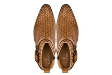 Load image into Gallery viewer, CALTO - K30524 - 3.3 Inches Taller (Light Brown) - Woven Buckle High-Top Ankle Zip-Up Boots
