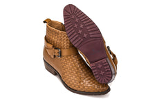 Load image into Gallery viewer, CALTO - K30524 - 3.3 Inches Taller (Light Brown) - Woven Buckle High-Top Ankle Zip-Up Boots

