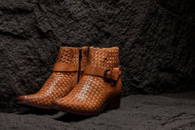 Load image into Gallery viewer, CALTO - K30524 - 3.3 Inches Taller (Light Brown) - Woven Buckle High-Top Ankle Zip-Up Boots
