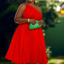 Load image into Gallery viewer, Luxe Couture Ruffle Midi Dress with Flowing Pleats for Effortless Elegance
