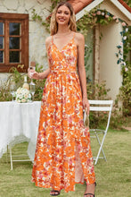 Load image into Gallery viewer, Newshows Women's Summer Maxi Dress Spaghetti Strap Spring Casual Boho V Neck Split Beach Long Flowy Dresses Trendy X-Large Orange Floral Pink - # GIAA231710004

