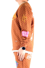 Load image into Gallery viewer, BRONCE Waffle Square Pattern crewneck pullover with patches
