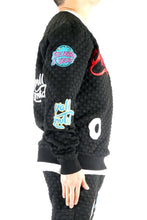 Load image into Gallery viewer, KUROI Waffle Square Pattern crewneck pullover with patches
