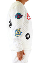 Load image into Gallery viewer, BLANCO Waffle Square Pattern crewneck pullover with patches
