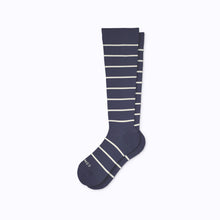 Load image into Gallery viewer, Knee-High Compression Socks – Stripes Navy (20-30 mmHg)
