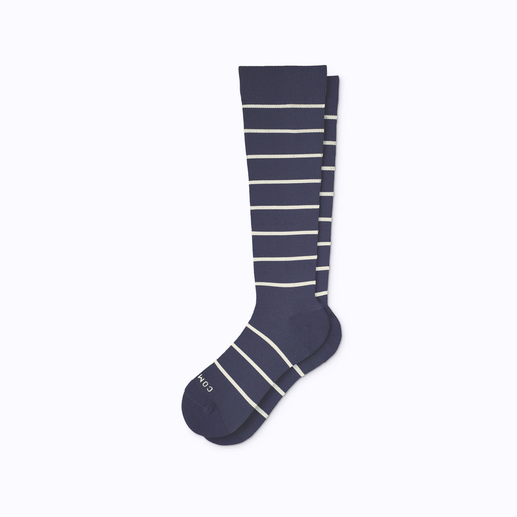 Knee-High Compression Socks – Stripes Navy (20-30 mmHg)