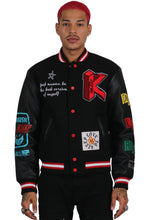 Load image into Gallery viewer, IRENE Men's Melton Body with Faux Leather Sleeve Varsity Jacket
