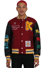 Load image into Gallery viewer, MAROON Men's Melton Body with Faux Leather Sleeve Varsity Jacket
