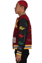 Load image into Gallery viewer, MAROON Men's Melton Body with Faux Leather Sleeve Varsity Jacket
