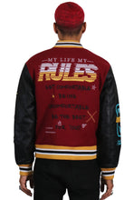 Load image into Gallery viewer, MAROON Men's Melton Body with Faux Leather Sleeve Varsity Jacket
