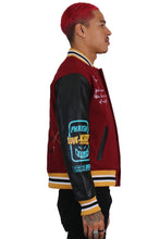 Load image into Gallery viewer, MAROON Men's Melton Body with Faux Leather Sleeve Varsity Jacket
