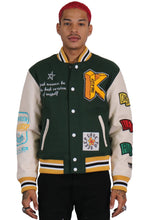 Load image into Gallery viewer, MORAINE Men's Melton Body with Faux Leather Sleeve Varsity Jacket
