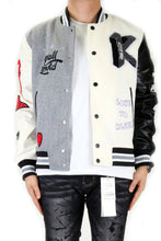 Load image into Gallery viewer, CAPELLA Men's Melton Body with Faux Leather Sleeve Varsity Jacket
