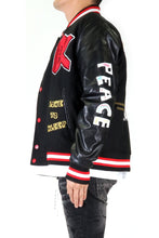 Load image into Gallery viewer, HALSTON Men's Melton Body with Faux Leather Sleeve Varsity Jacket
