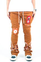 Load image into Gallery viewer, BRUNETTE Heavy weight brushed graphic skinny flare stacked pants
