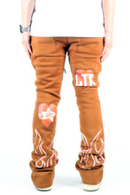 Load image into Gallery viewer, BRUNETTE Heavy weight brushed graphic skinny flare stacked pants

