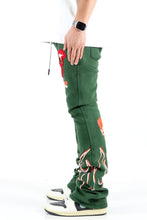 Load image into Gallery viewer, MEDUSA Heavy weight brushed graphic skinny flare stacked pants
