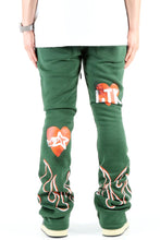 Load image into Gallery viewer, MEDUSA Heavy weight brushed graphic skinny flare stacked pants
