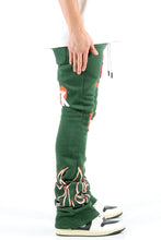 Load image into Gallery viewer, MEDUSA Heavy weight brushed graphic skinny flare stacked pants
