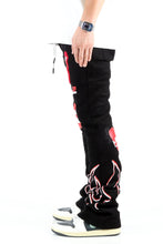 Load image into Gallery viewer, SPIDER Heavy weight brushed graphic skinny flare stacked pants
